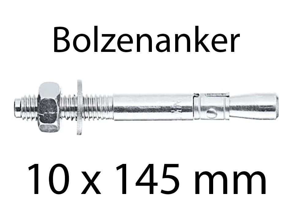 <p>Bolzenanker M 10 x 145 mm</p><p>Stahl verzinkt, Stückweise</p>