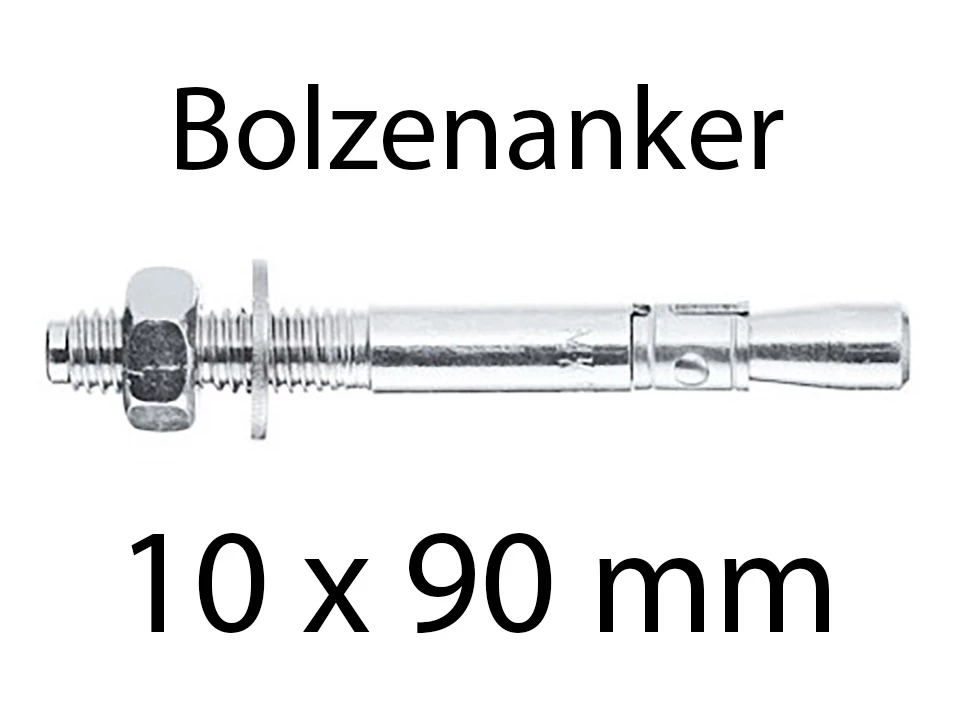 <p>Bolzenanker M 10 x 90 mm</p><p>Stahl verzinkt, Stückweise</p>