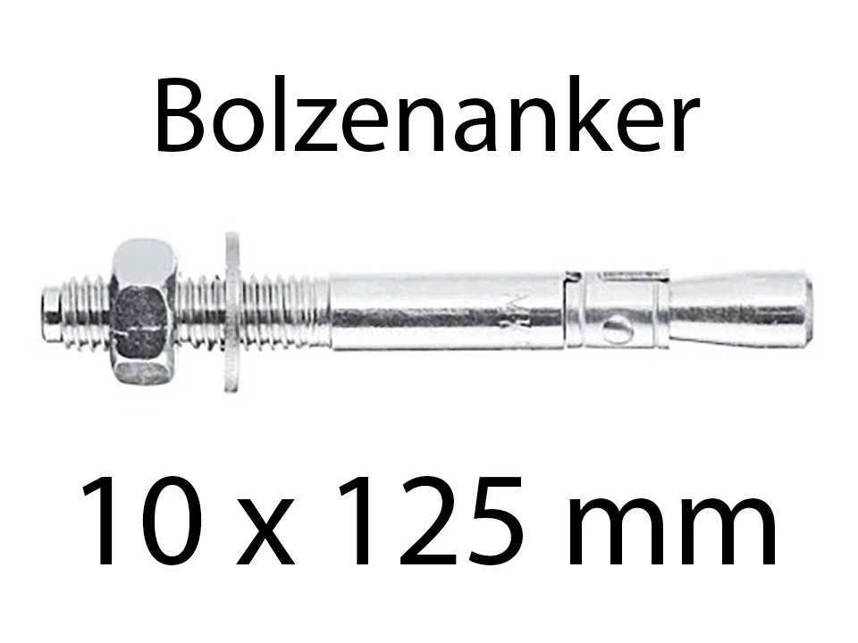 <p>Bolzenanker M 10 x 125 mm</p><p>Stahl verzinkt, Stückweise</p>